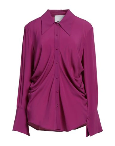 Shop Erika Cavallini Woman Shirt Mauve Size 10 Acetate, Silk In Purple