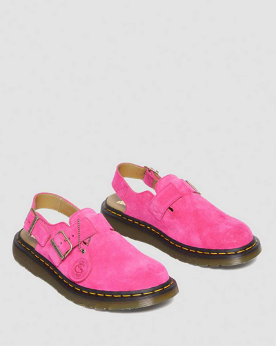 Shop Dr. Martens' Jorge Made In England Suede Slingback Mules In Rosa
