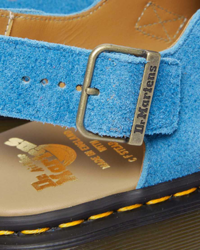 Shop Dr. Martens' Jorge Made In England Suede Slingback Mules In Blue