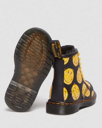Dr. Martens Toddler 1460 Smiley® Hydro Leather Lace Up Boots In Yellow,black  | ModeSens