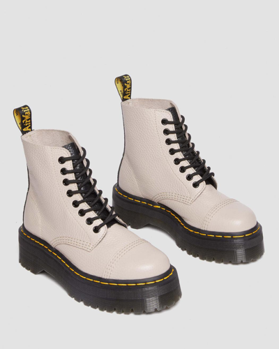 Shop Dr. Martens' Sinclair Milled Nappa Leather Platform Boots In Creme/schwarz