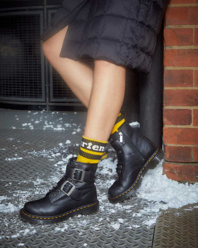 Shop Dr. Martens' 1460 Buckle Pull Up Leather Lace Up Boots In Black