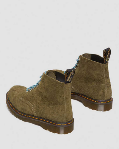 Dr. Martens 101 Made In England Hardware Suede Ankle Boots In Green,brown
