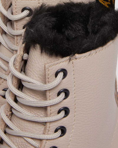 Dr. Martens' 1460 Combat Boots In Taupe Leather In Cream