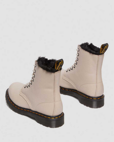 Dr. Martens' 1460 Combat Boots In Taupe Leather In Cream