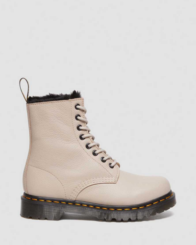 Dr. Martens' 1460 Combat Boots In Taupe Leather In Cream