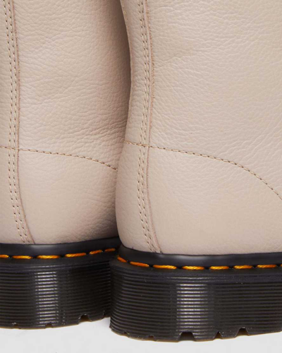 Dr. Martens' 1460 Combat Boots In Taupe Leather In Cream