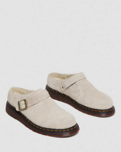 Shop Dr. Martens' Isham Faux Shearling Lined Suede Slingback Mules In Creme