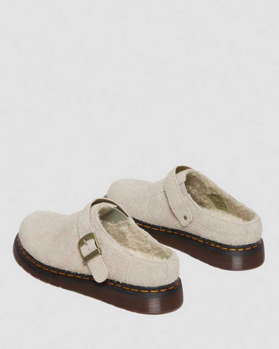 Shop Dr. Martens' Isham Faux Shearling Lined Suede Slingback Mules In Creme