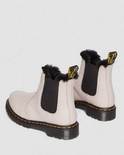 Shop Dr. Martens' 2976 Leonore Faux Fur-lined Virginia Leather Chelsea Boots In Cream