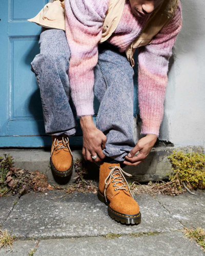 Dr. Martens' 101 Made In England Hardware Suede Ankle Boots In Tan,orange,yellow