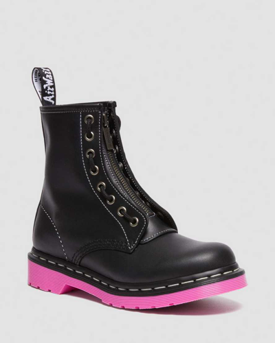 Dr. Martens 1460 Pink Sole Wanama Leather Jungle Zip Boots In Black,pink |  ModeSens
