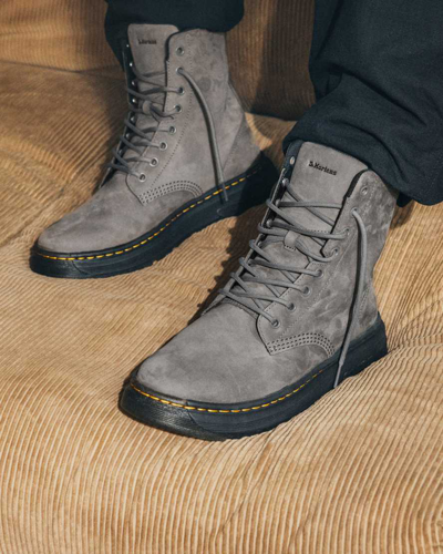 Dr. Martens 1460 Serena Faux Fur Lined Nubuck Lace Up Boots In Grau