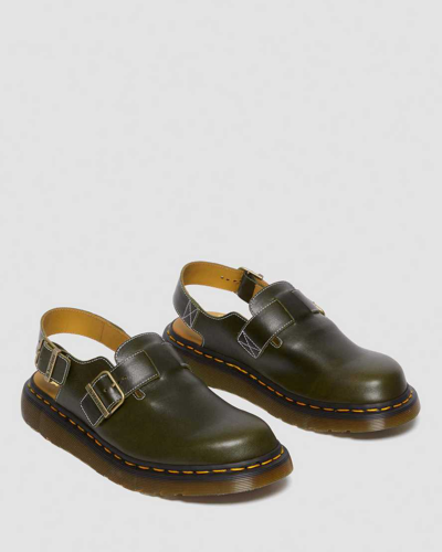 Shop Dr. Martens' Jorge Made In England Classic Leather Slingback Mules In Green