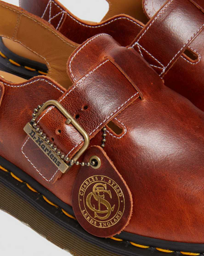 Dr. Martens Jorge Made In England Classic Leather Slingback Mules In Tan,brown