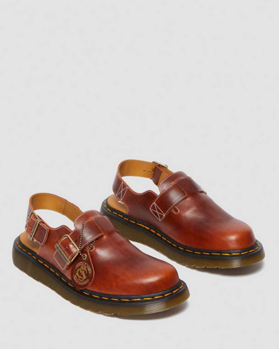 Dr. Martens Jorge Made In England Classic Leather Slingback Mules In Tan,brown