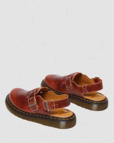 Dr. Martens Jorge Made In England Classic Leather Slingback Mules In Tan,brown