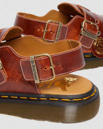 Dr. Martens Jorge Made In England Classic Leather Slingback Mules In Tan,brown