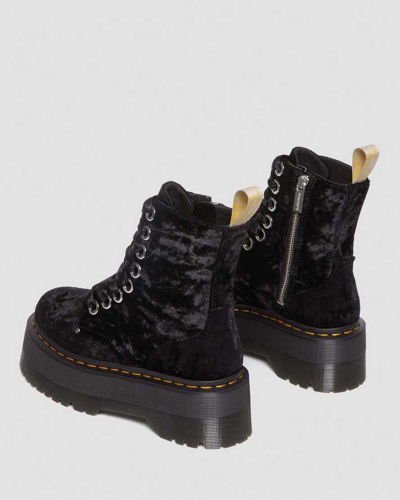 Shop Dr. Martens' Vegan Jadon Boot Max Crushed Velvet Platforms In Black