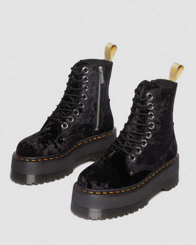 Shop Dr. Martens' Vegan Jadon Boot Max Crushed Velvet Platforms In Black