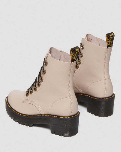Shop Dr. Martens' Leona Women's Sendal Leather Heeled Boots In Cream