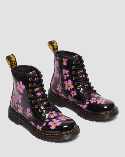 Shop Dr. Martens' Junior 1460 Pansy Patent Leather Lace Up Boots In Schwarz