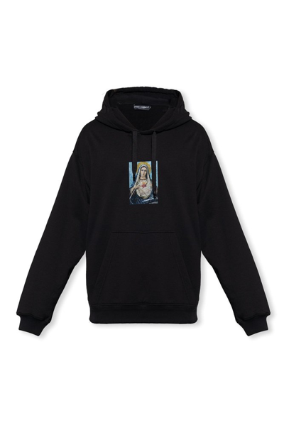 Shop Dolce & Gabbana Graphic Printed Jersey Hoodie In Black