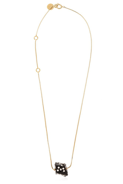 Shop Marni Embellished Logo Engraved Necklace In Gold