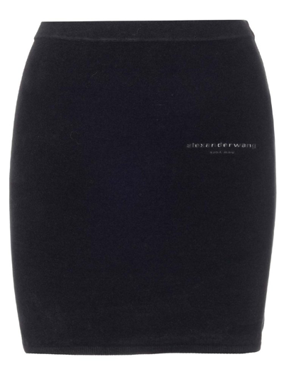 Shop Alexander Wang Logo Embroidered Mini Skirt In Black