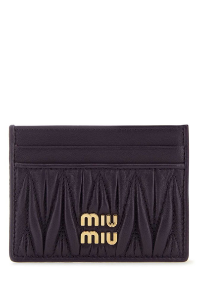 Shop Miu Miu Logo Lettering Card Holder In Purple