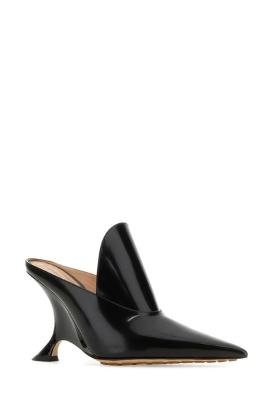 Shop Bottega Veneta Woman Black Leather Rocket Mules