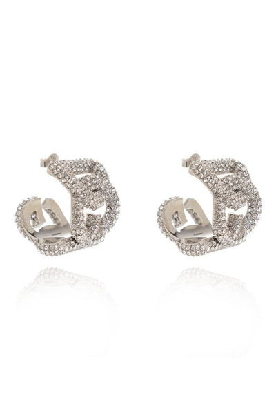 Shop Dolce & Gabbana Dg Embellished Earrings In Silver
