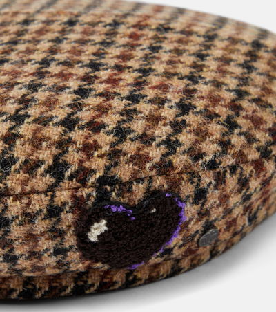 Shop Maison Michel New Billy Checked Wool Beret In Multicoloured