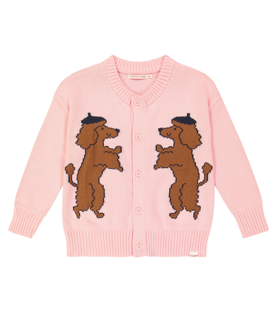 Shop Tinycottons Poodle Cotton And Wool Cardigan In Pink