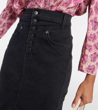 Veronica Beard Herron Denim Midi Skirt In Blue