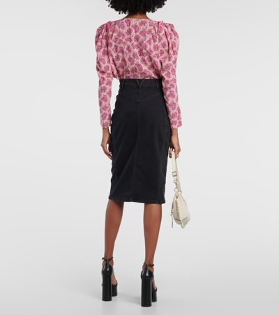 Veronica Beard Herron Denim Midi Skirt In Blue