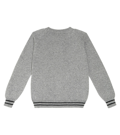 Shop Balmain Logo Wool And Silk Sweater In Grey