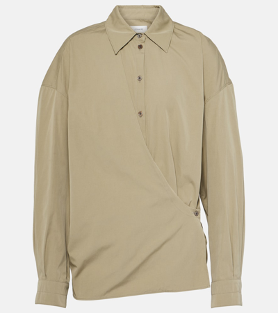 Shop Lemaire Asymmetric Cotton And Silk Shirt In Green