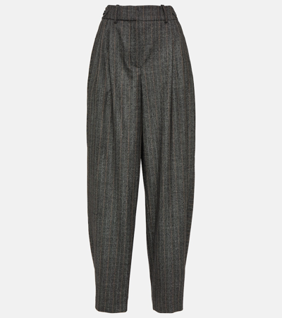 Shop Stella Mccartney Pinstriped Wool Wide-leg Pants In Grey