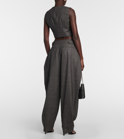 Shop Stella Mccartney Pinstriped Wool Wide-leg Pants In Grey