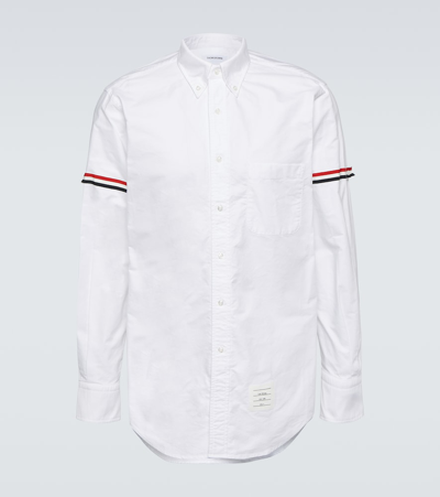 Shop Thom Browne Tricolor-trimmed Cotton Armband Shirt In White