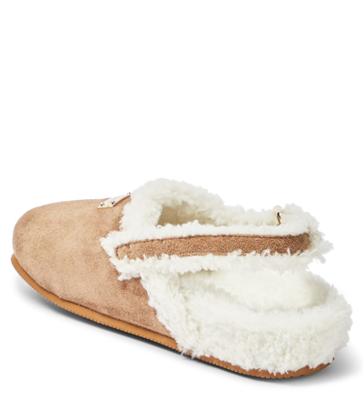 Shop Dolce & Gabbana Suede And Faux Fur Mules In Brown