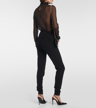 Shop Saint Laurent Cashmere Slim Pants In Black