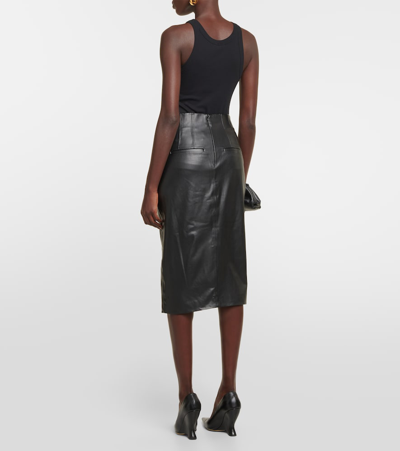 Shop Veronica Beard Barrie Faux Leather Midi Skirt In Black
