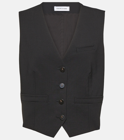 Shop Veronica Beard Bennett Cropped Wool-blend Vest In Black