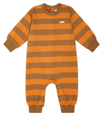 Shop Tinycottons Baby Tiny Stripes Cotton-blend Playsuit In Multicoloured