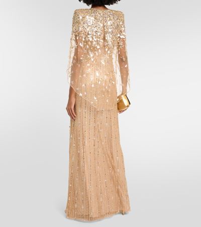Shop Jenny Packham Nettie Embellished Gown In Gold