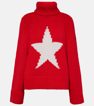 Shop Goldbergh Beauty Intarsia Wool-blend Turtleneck Sweater In Red