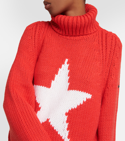 Shop Goldbergh Beauty Intarsia Wool-blend Turtleneck Sweater In Red