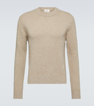 Shop Ami Alexandre Mattiussi Cashmere And Wool Sweater In Beige